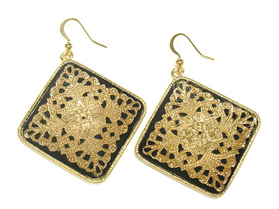 Large abstract design square earring