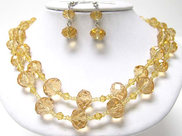 2 row gradual facet glass beads neckalce earring set