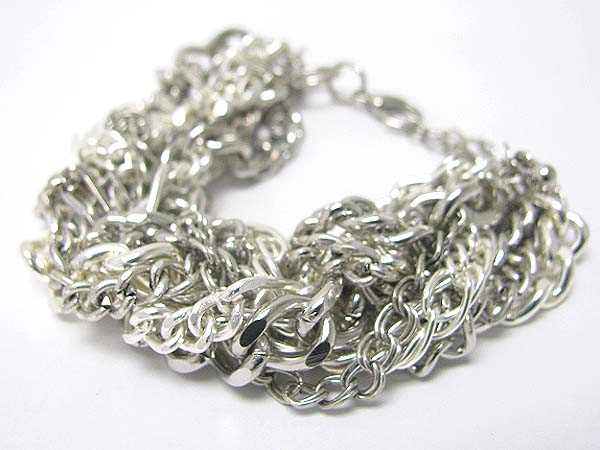 Multi metal chain tangle link bracelet