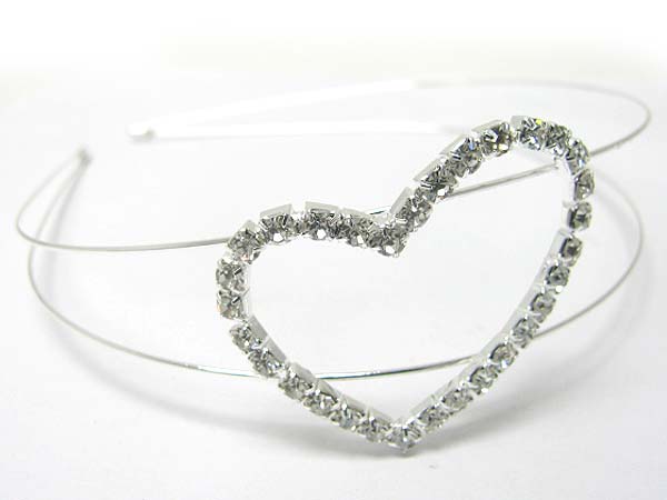 Rhinestone heart accent metal headband