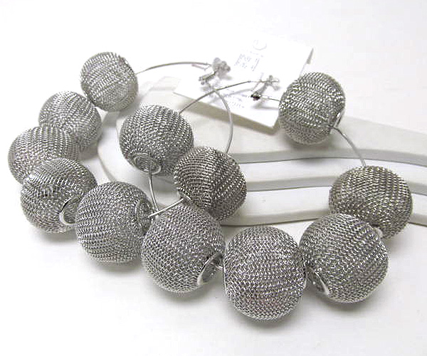 Multi large metal mesh ball basketball wives inspired hoop earring - hoops