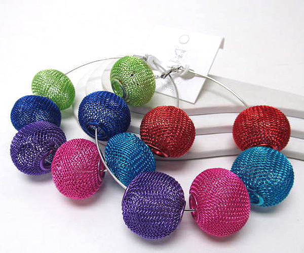 Multi large metal mesh ball basketball wives inspired hoop earring - hoops