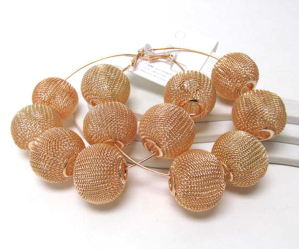 Multi large metal mesh ball basketball wives inspired hoop earring - hoops