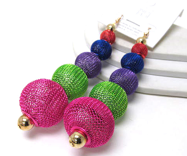 Multi metal mesh ball basketball wives inspired drop line earring