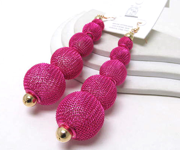 Multi metal mesh ball basketball wives inspired drop line earring