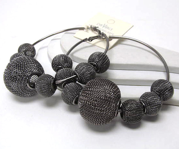 Multi metal mesh ball basketball wives inspired hoop earring - hoops