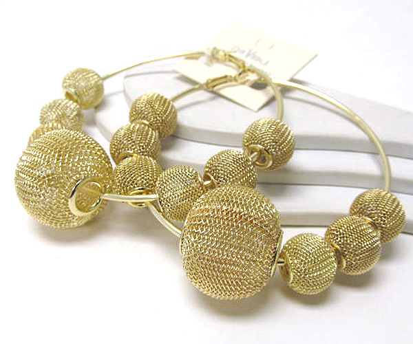 Multi metal mesh ball basketball wives inspired hoop earring - hoops