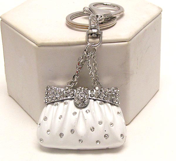 Crystal and small chain hand bag key chain