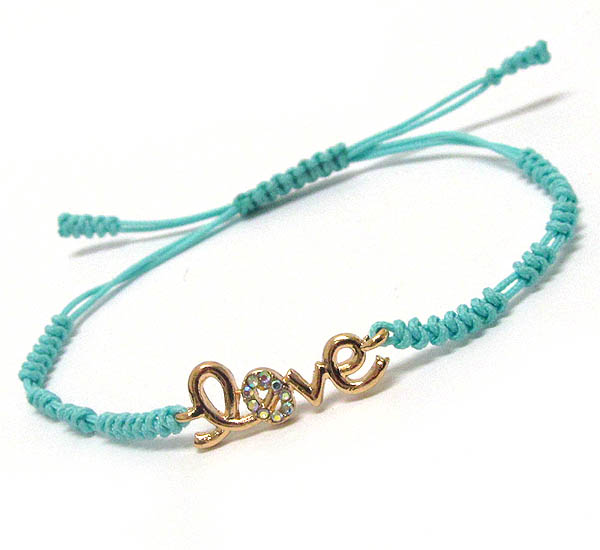 Crystal deco love and braided yarn friendship bracelet