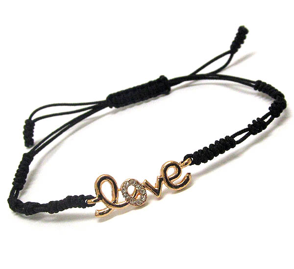 Crystal deco love and braided yarn friendship bracelet