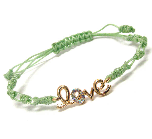 Crystal deco love and braided yarn friendship bracelet