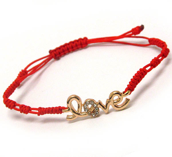 Crystal deco love and braided yarn friendship bracelet