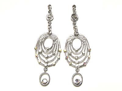 Crystal multi oval shape line earring