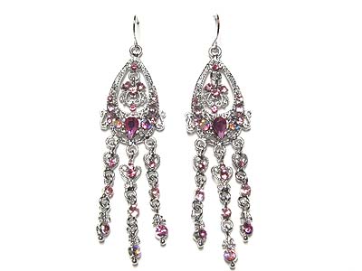 Crystal multi line drop chandelier earring