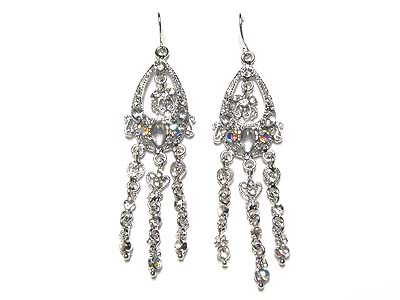 Crystal multi line drop chandelier earring