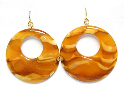 Marble patten acryl round earring