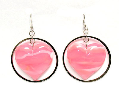 Marble patten heart dangle earring