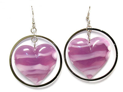 Marble patten heart dangle earring