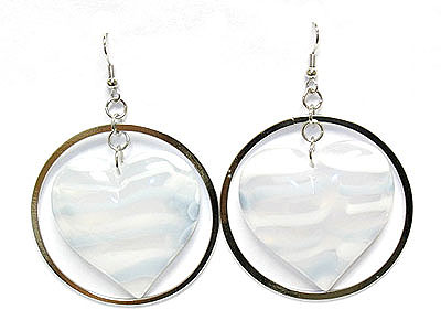 Marble patten heart dangle earring