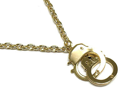 Miniature handcuff necklace - open