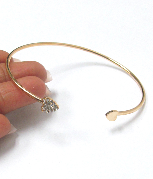 Double sided heart wire bangle bracelet 