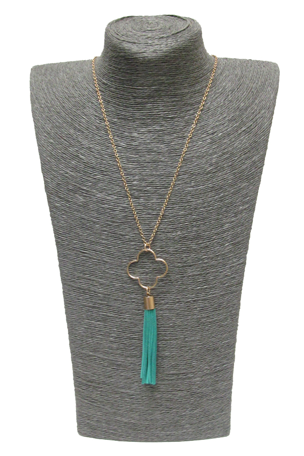 Metal textured figure with tassel drop necklace