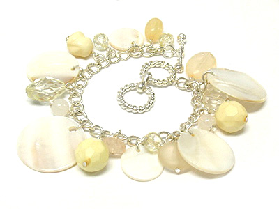 Natural shell disk charm bracelet