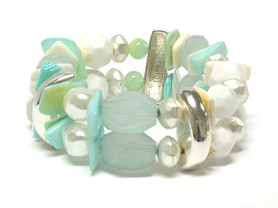 Natural shell double stretch bracelet