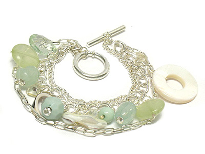 Natural shell disk charm bracelet