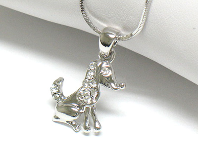 Made in korea whitegold plating crystal doggy pendant necklace