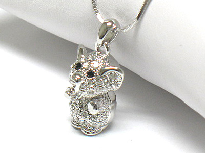 Made in korea whitegold plating crystal elephant pendant necklace