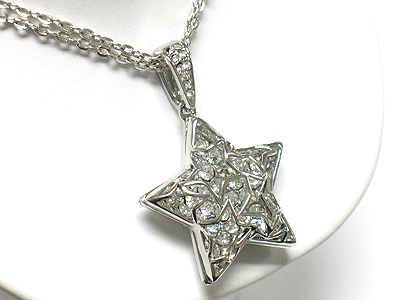 Large crystal inside star pendant necklace