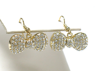 Crystal stud ribbon drop earring