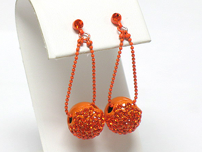 Crystal stud enamel metal ball drop earring