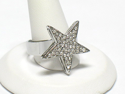 Crystal stud star adjustable size ring