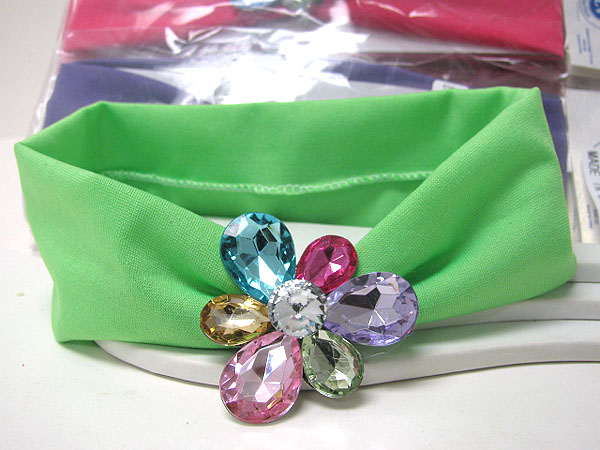 12 pc dozen special - color assorted acrylic flower center headband set mens jewelry