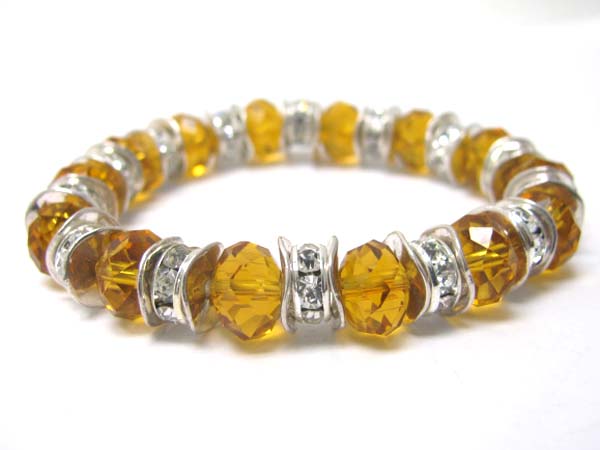 Facet glass beads and crystal ring stretch bracelet