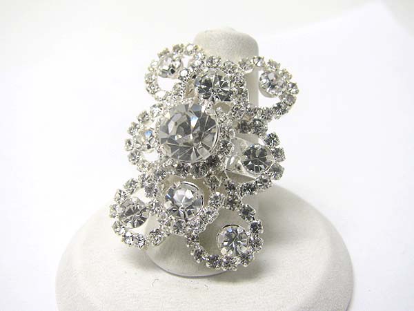 Crystal and rhinestone adjustable ring