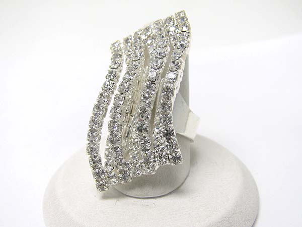 Crystal and rhinestone adjustable ring