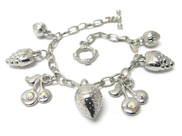 Crystal stud fruit theme link bracelet