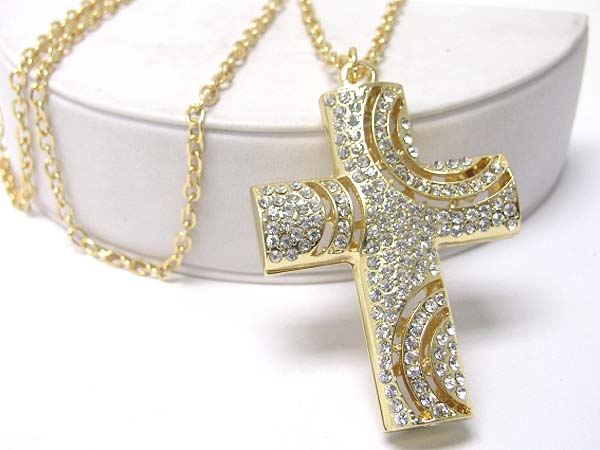 Crystal cross pendant long necklace?