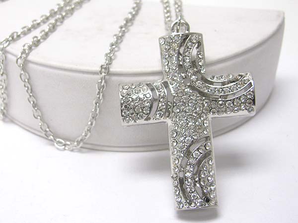 Crystal cross pendant long necklace?