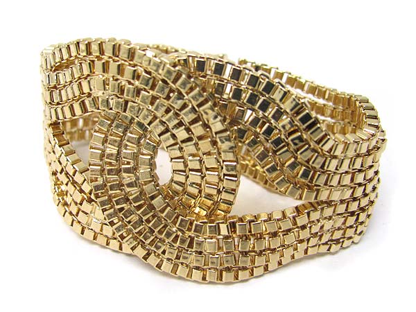 Multi box metal chain deco cuff bangle