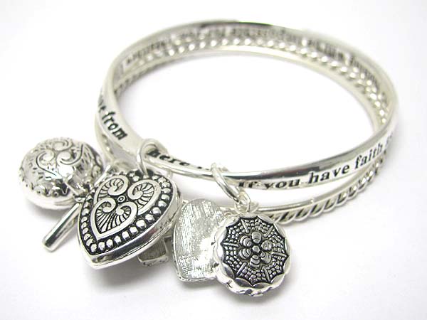 Multi metal cating charm message bangle