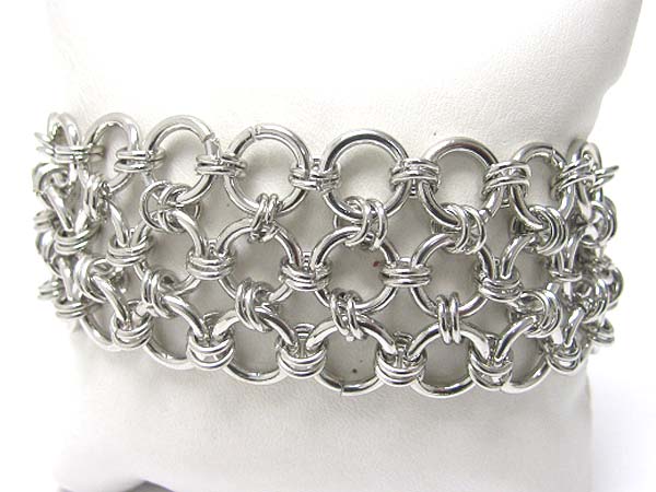 Architectural multi metal hoop link bracelet