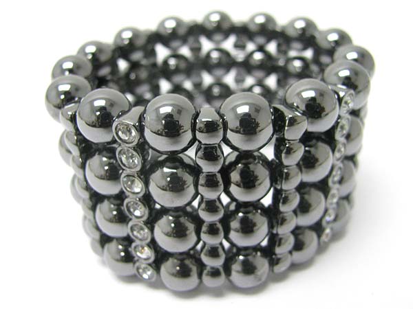 Crystal stud metal ball stretch bracelet