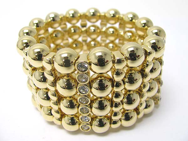 Crystal stud metal ball stretch bracelet