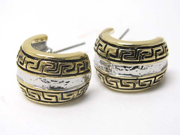 Two tone metal chubby arc earring