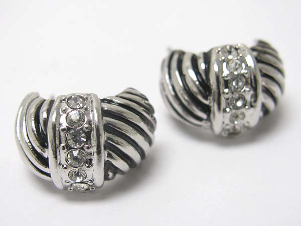 Crystal stud cable metal arc earring