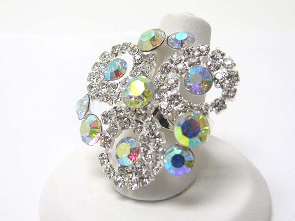 Crystal and rhinestone flower adjustable ring